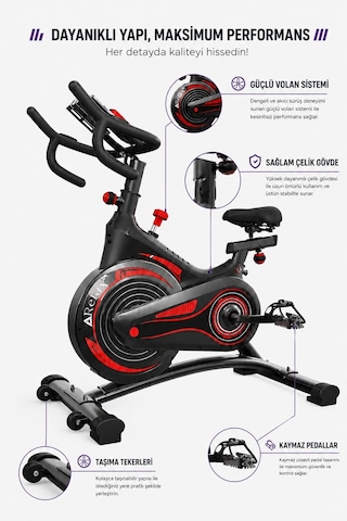 Premium Kondisyon Bisikleti Spinning Bike Egzersiz Aleti, Bluetooth + Uygulama
