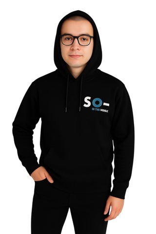 Erkek Çocuk Önü Arkası Spooky Yazı Desenli Kapüşonlu Siyah Renk Sweatshirt Siyah