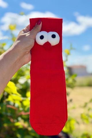 Lousocks Unisex Kırmızı Pörtlek Gözlü Eğlenceli Soket Çorap