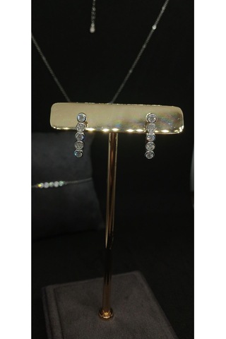 925 Ayar Gümüş Taşlı Takı Seti - Kolye, Küpe Ve Yüzük Kombini 12,28gr. Gümüş