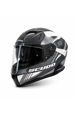 Scudo S1 Full Face Kapalı Güneş Vizörlü Motosiklet Kaskı Ece 22.06 Sertifikalı Gri/siyah