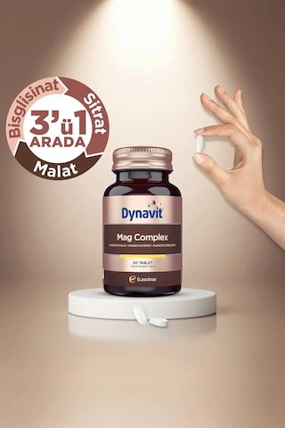 Dynavit Mag Complex 60 Tablet 200mg Magnezyum Kompleks 3lü Form Malat-sitrat-bisglisinat -kas&kemik&enerji