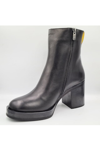 Greyder 35292 5k Siyah Hakiki Deri Kalın Topuklu 7cm Kadın Ankle Bot Siyah