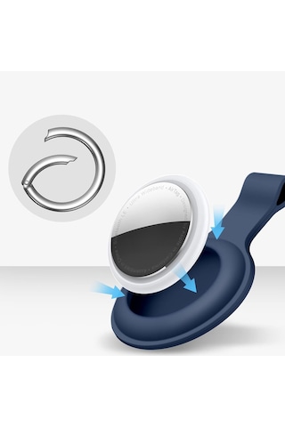 Apple Uyumlu AirTag Silikon Koruyucu Anahtarlık Arkası Kapalı Düşmez Yıkanabilir