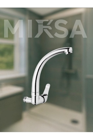 Duvardan Tek Su Çıkışlı Pipo Kuğu Borulu Lavabo-eviye Bataryası Çeşmesi Musluğu Krom