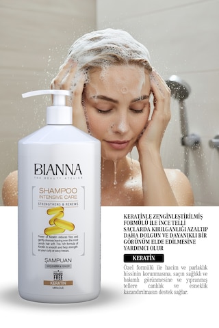 Keratin Özlü Ve Parabensiz Güçlendirici Ve Yenileyici Saç Bakım Şampuanı Büyük Boy - 1000ml Saçşampuan