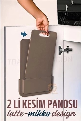 2 Li Kesim Panosu Stantlı Yapışkanlı Kesim Tahtası Latte Mikko Design Çok Renkli