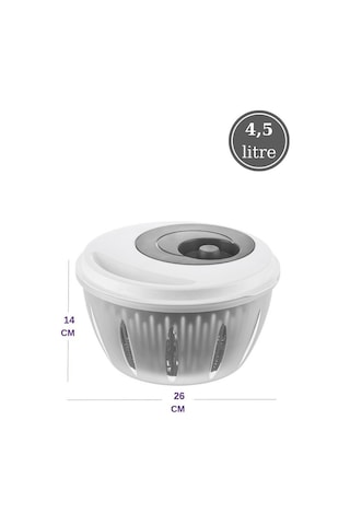 Flora Pratik Salata Ve Sebze Kurutucu 4,5 Litre, Meyve Sebze Marul Yeşillik Yıkama Kurutma Kabı Antrasit