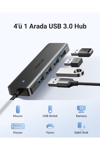 UGREEN 4-in-1 4xUSB-A to USB-A Port Çoklayıcı Hub, 25851