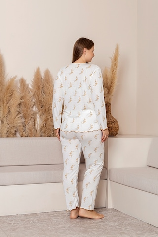 Uzun Kollu Büyük Beden Kadın Pijama Takımı- Çiçek Desenli Pijama - Pinterest Basic Kadın Pijama Hardal