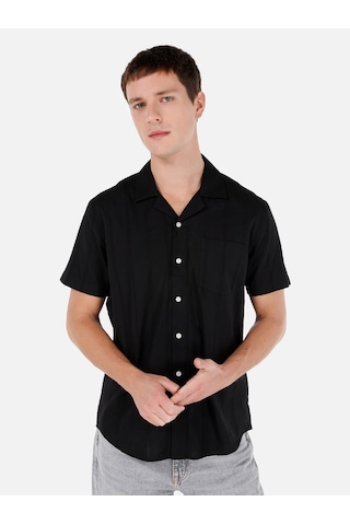 Colin's Colins Regular Fit Shirt Yaka Çizgi Çizgili Siyah Erkek Kısa Kol Gömlek Cl1067069 Q1.v1 Blk Siyah