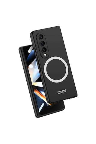 Rba Aksesuar Galaxy Uyumlu Z Fold 4 Kılıf Wireless Şarj Özellikli Rba Kıpta M-safe Kapak - Siyah Siyah