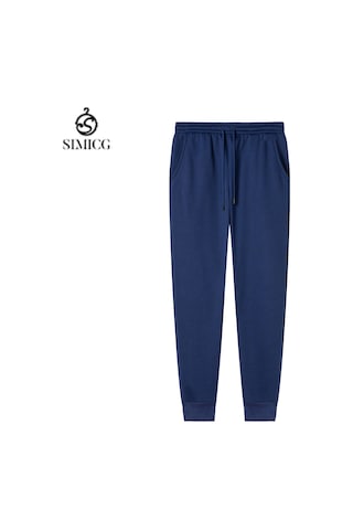 Sonbahar Ve Kış Düz Renk Erkek Bağcıklı Eşofman Altı Erkek İnce Polar Spor Pantolonu Mavi