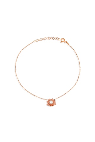 Argentum Concept Zirkon Taşlı 925 Ayar Gümüş Çiçek Halhal - H002001 Pembe