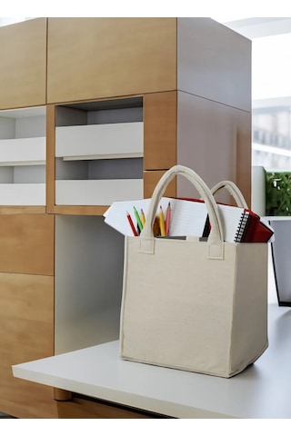 Krem Çok Amaçlı Keçe Organizer Dolap İçi Düzenleyici Kulplu Eşya Krem