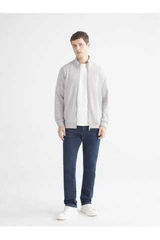 LC Waikiki Lc Waıkıkı Gri Rahat Kalıp Dik Yaka Erkek Fermuarlı Sweatshirt