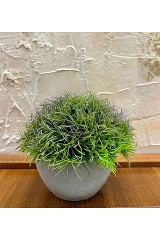Loft Serisi Dekoratif Gri Saksılı Bodur Çim 13 Cm X 17 Cm Yeşil