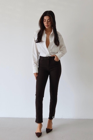 Lacarino 7413 Mia Kadın Jean Pantolon Dark Kahve