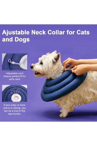 Geeroyoo Evcil Hayvanlar İçin Ayarlanabilir Yumuşak Su Geçirmez Boyunluk, Çiğneme Ve Tırmalamaya Karşı Koruma, Lacivert Renk, S Boy Mavi
