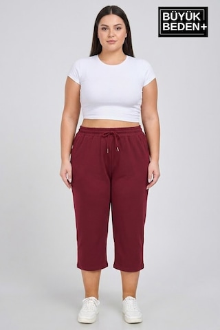 Süperlife Kadın Büyük Beden Şort 3xl-6xl Rahat Kesim Diz Altı Günlük Şort-spr26bsrk591 Bordo