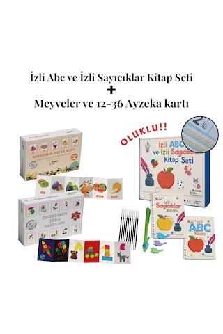 İzli Abc ve Sayıcıklar Kitabı -Bebeğimin Meyve Keşfi ve 12-36 Ay Zeka Kartları Seti