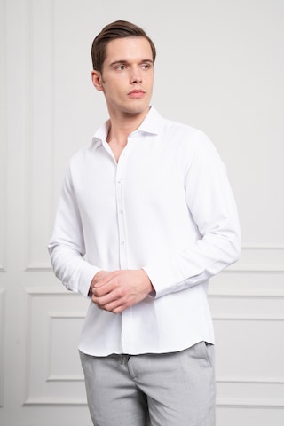 Morven Erkek Beyaz Trend İtalyan Yaka Slim Fit Dar Kesim Gömlek 25mc004017600 Beyaz Beyaz