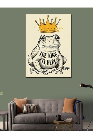Kanvas Tablo Taçlı Kurbağa: "the King İs Here" 50cmx70cm