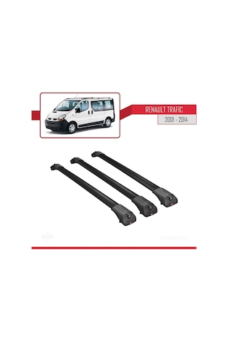 Renault Trafic 2001-2014 Arası İle Uyumlu Ace-1 Ara Atkı Tavan Barı Siyah 3 Adet Bar