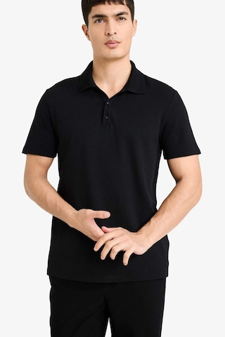 DeFacto Slim Fit Dar Kesim Polo Yaka Kısa Kollu Pamuklu Modal Karışımlı Basic Düz Siyah Tişört M6609AZ24SPBK81