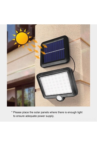 Neevoyu Güneş Enerjili 56 Led Beyaz Işık Entegreli İndüksiyon Duvar Lambası - Ip65 Koruma, Dış Ve İç Mekan Uyumlu, Paneli Ve Lambası Ayrı Tasarım Çok Renkli