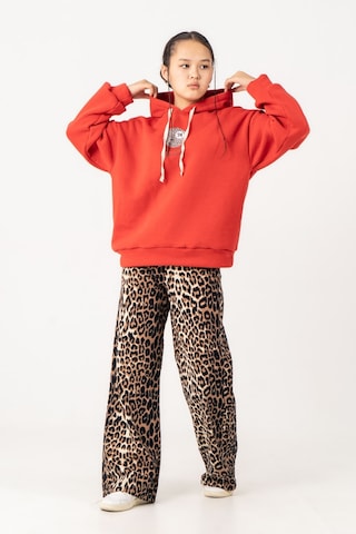 Kız Çocuk Good Luck Baskılı 3 İplik Kışlık Sweatshirt 4543 Kırmızı