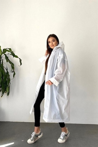 1.Kalite Unisex Yağmurluk Dayanıklı Kalın Yağmurluk Yağmur Koruma Beyaz