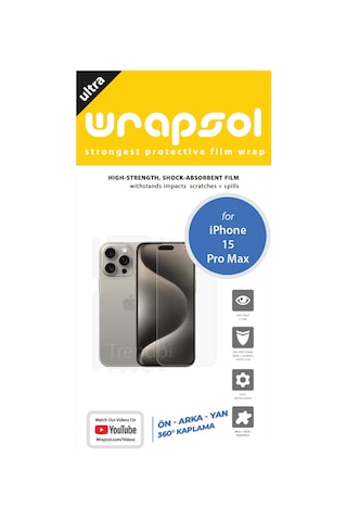 Apple iPhone 15 Pro Max Uyumlu Full Body 360 Derece Koruyucu Ön, Arka Yan Film