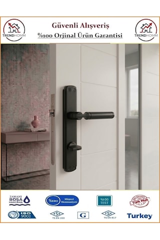 Grossavm Parçalı Aynalı Wc Banyo Kapı Kolu - Mat Siyah - Wc Sol
