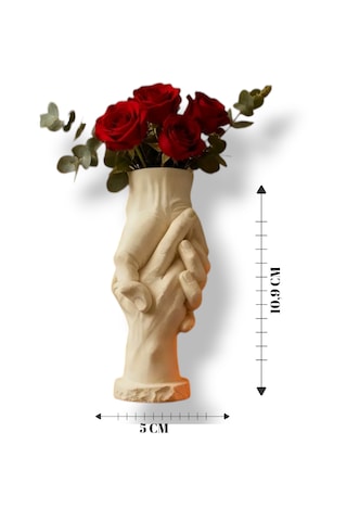 Modern "el Ele" Tasarım Dekoratif Vazo Estetik Ve Romantik Çiçeklik Beyaz