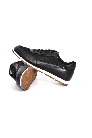 Tuna Hakiki Deri/tekstil Siyah Erkek Sneaker Ayakkabı - 241336 Siyah