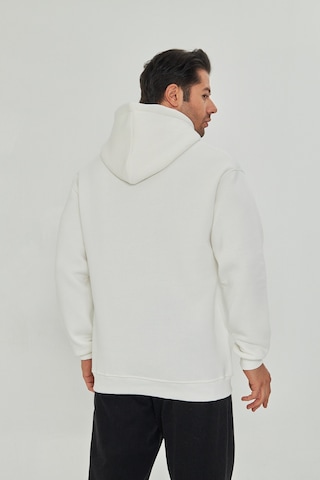 Pxm Erkek Beyaz 3 İplik Şardonlu Oversize Hoodie Kapüşonlu Sweatshirt Kırık Beyaz Kırık Beyaz