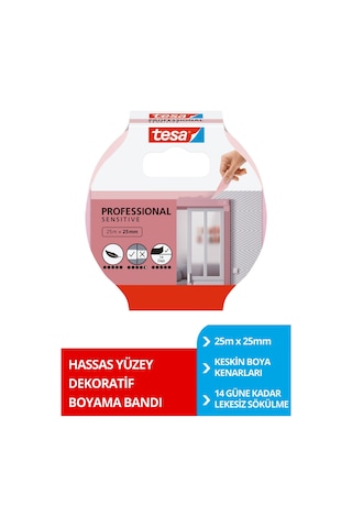 Profesyonel Maskeleme Bandı, Hassas Yüzeyler İçin, Keskin Kenar Boya Bandı, 25mx25mm