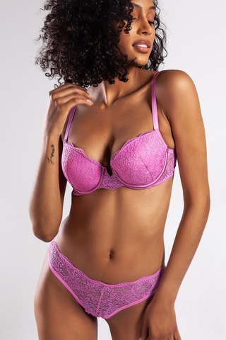 Lenaca G.colors Balconette Foam Push Up Bra, Koyu Pembe Konforlu Ve Şık Sütyen Çok Renkli