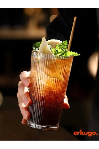 Erkugo Cam Kapaklı Pipetli Borosilikat Isıya Dayanıklı Sunum Bardağı Kahve Bardağı 400 ML Latte