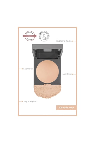 Alix Avien Mat Bitişli Sabitleyici Yoğun Kapatıcı Pudra Baked Powder 201 Nude Ivory 0
