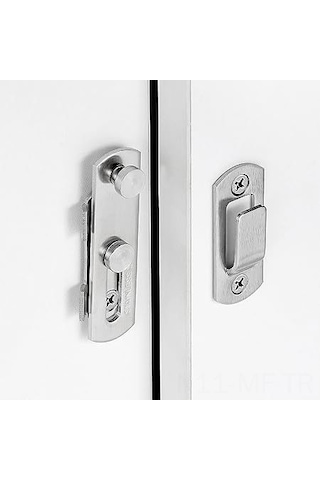 Mufunye 4 Adet Çelik Ahşap Kapı Kilidi, 7x5 Cm, Paslanmaz Çelik, Kayar Kapı, Dolap, Banyo, Antika Stili, Kolay Kurulum, Çekme Kapı Güvenliği Gümüş