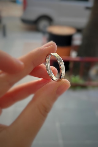 Gümüş 4 Mm Düz Klasik Yanı Kesik Alyans Söz Nişan Erkek Kadın Yüzük Diğer