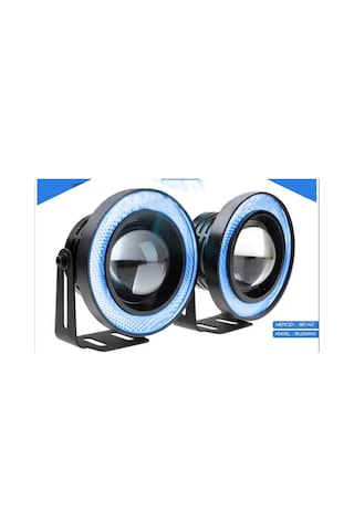 Eraks Car Accesories 89 MM Buz Mavi Ice Blue Mercekli Angel Led Metal Gövde Halkalı Sis Far