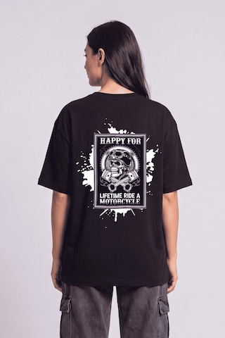 Black Nova Oversize Baskılı Unisex %100 Pamuk T-shirt Splash Head Siyah