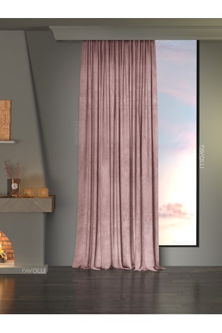 Br Favolli Kadife Dokulu Açık Pembe Ada Fon Perde Ekstrafor Büzgülü Dream Series Açık Pembe