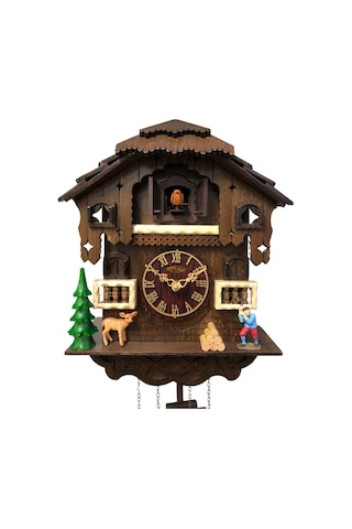 Eastar Yüzde 100 Masif Ahşap Guguklu Duvar Saati EC2305 Kahverengi