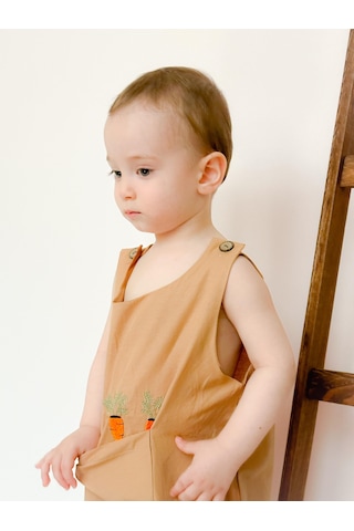 Miababy Nakışlı Yazlık Efil Tulum Kahverengi