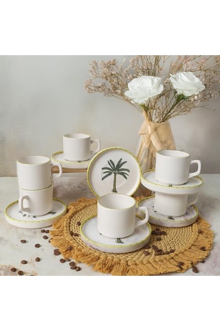 Palmiye Stackable Çay Takımı 12 Parça 6 Kişilik 22642 Çok Renkli