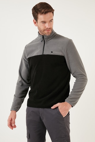 Buratti Regular Fit Anti-Pilling Tüylenme Yapmayan Dik Yaka Şardonlu 2'Li Paket Erkek Polar 5906016S2 Gri Siyah-Haki